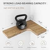 fuqing Floating Corner Shelves, Wall Shelf Set of 3, Shelves for Wall Storage, Solid Wood Shelves for Storage, Wall Mount Wooden Display Shelf for Bathroom Bedroom Kitchen Garage, Carbonized Black