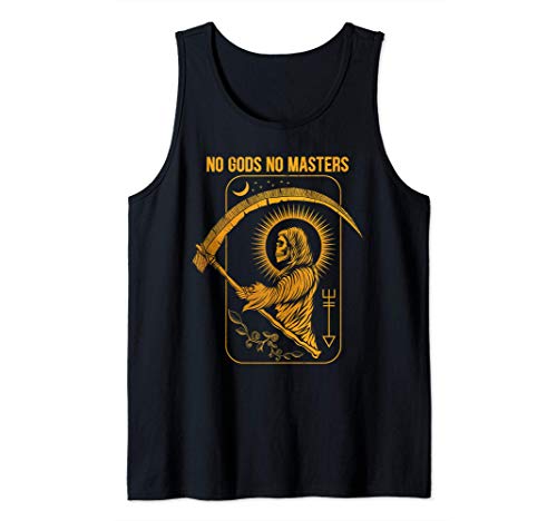 No Gods No Masters Satanic Evil Baphomet Tarot Death Satan Tank Top