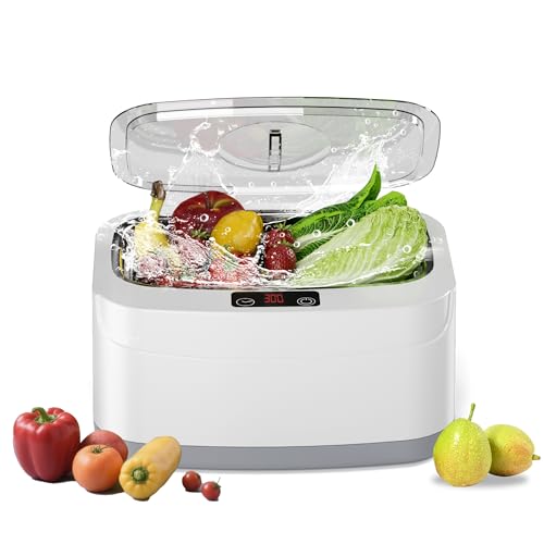 KUNPHY Fruit and Vegetable Washing Machine, Fruit Cleaner 2.5L 40kHz, 3 Timers Ultrasonic Vegetable Cleaner for Family Cleaning (White)