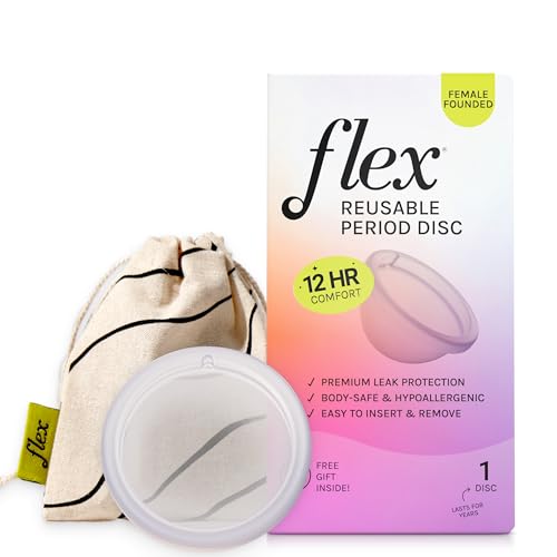 Flex Reusable Disc | Reusable Menstrual Disc | Tampon, Pad, and Cup Alternative | Capacity of 6 Super Tampons | Lasts for Years | Includes Carrying Pouch & 2 Free Disposable Discs