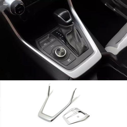 KELEIMAI Car Accessories Fit for RAV4 2019 2020 2021 2022 2023 2024 Center Console Gear Shift Control Panel Cover Interior Frame Trim (Matte Silver) ABS 2 PCS