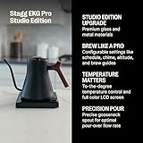 Fellow Stagg EKG Pro Studio Electric Gooseneck Kettle - Pour-Over Coffee and Tea Pot, Stainless Steel, Quick Heating, Matte Black with Walnut Wood Handle, 0.9 Liter