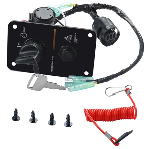 TXRXIZ 12V Single Key Switch Panel Marine Outboard Single Engine Ignition Key Panel Assembly On Off Switch 704 Control Box for Yamaha Outboard Yacht #704-82570-01-00, 704-82570-12-00