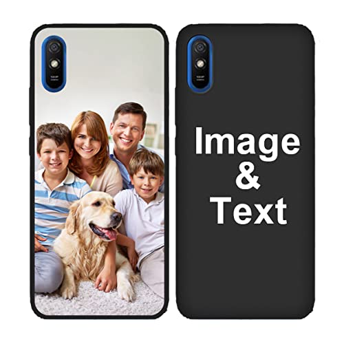 Styletify Customized Photo Case for Xiaomi Redmi 9A, Personalized Picture Case Shockproof Silicone Case Soft Candy Custom Phone Case Xmas Birthday Valentine Gift Protective Phone Cover Black