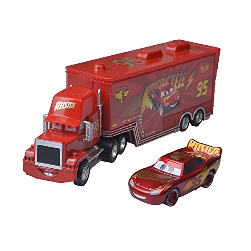 hannaier Movie Cars Toys Lightning McQueen Mack Hauler Truck & Racer Speed Racers Metal Toy Car (Trucks, Racing Cars) (red (Color))