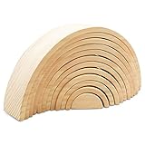 Large Wooden Rainbow Stacker Arches, Set of 12 pcs., Natural and Unfinished Stacking Rainbow, by Woodpeckers