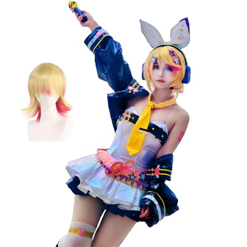 Kagamine Rin Cosplay Costume Len Cosplay Leather Halloween Costume with Wig