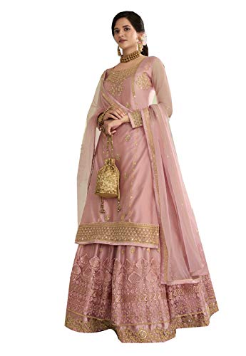 Delisa New Indian/Pakistani Eid Special Party/Ethnic wear Georgette Straight Ghagra Style Salwar for Womens NEW 00 (Light Pink, MEDIUM-40)
