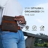 Genuine Leather Horizontal Phone Holster for Men, Horizontal Cell Phone Holder for Belt w/Magnet Closures, Handcrafted Cellphone Case for iPhone and Smartphones