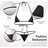 Affaire Bikinis Extremely Tiny Exotic Euro Style Extreme Micro Bikini, Seductive Mini Triangle Top & Daring Tiny G-String T Back Bottom (US, Alpha, X-Small, Regular, Regular, Black Euro)