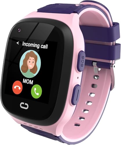 4G Kids Smart Watches Girls with GPS Tracker, Kids Cell Phone Watch for Girls Age 5-12, Video Calling SOS Call Voice Chat Alarm Clock HD Camera Touchscreen GPS Tracker for Kids Gifts Idea (Pink)