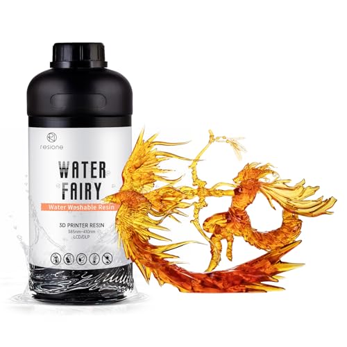 RESIONE Water-Washable 3D Printer Resin, Clear Flaming Orange, – Low Odor, Fast Curing, High Precision Photopolymer for LCD DLP MSLA, Easy to Clean with Water, for Model Making & DIY, 1KG