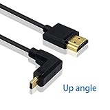 Duttek Micro HDMI to Standard HDMI Cable, Micro HDMI to HDMI Adapter Cable, Extreme Thin UP Angled Micro HDMI Male to HDMI Male Cable for 1080P, 4K, UltraHD, 3D, Ethernet (6 inch/ 15cm)