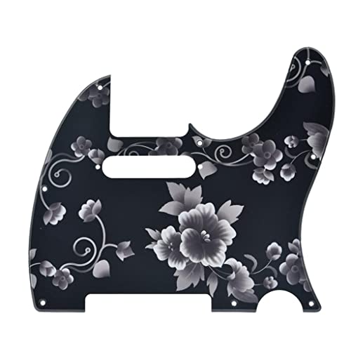 KAISH 8 Hole 3D Printed Tele Style Guitar Plastic Pickguard TL Pick Guard Scratch Plate for USA/Mexico Telecaster Flower Pattern with Pickup Mounting Screw Holes