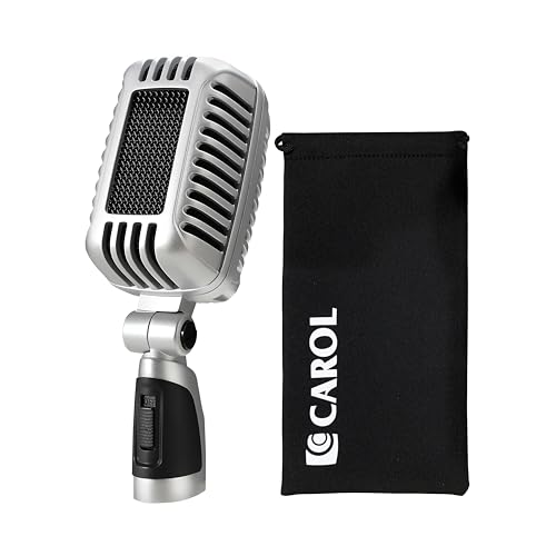 CAROL CLM-101 Professional Vintage Wired Microphone – Dynamic Supercardioid with Dual Microphone-Capsules for Singing, Karaoke, and Stage, Includes Mic, Storage Bag & Switch(Cable Not Included) -Black