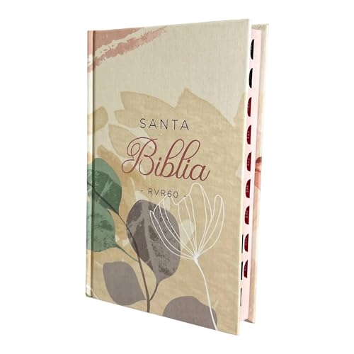 Biblia Reina Valera 1960 tamaño manual Letra Grande 12 puntos. Versículos seguidos. Tela sobre tapa dura. Diseño Flores multibrisa con índice.