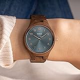 Treehut Wooden Women's Watches, Solstice Walnut Blue, Japanese Quartz Movement, Señoras Stylish Exotic Wrist Chicas Watch with Adjustable Stainless Steel Buckle and Box, Relojes para Mujeres