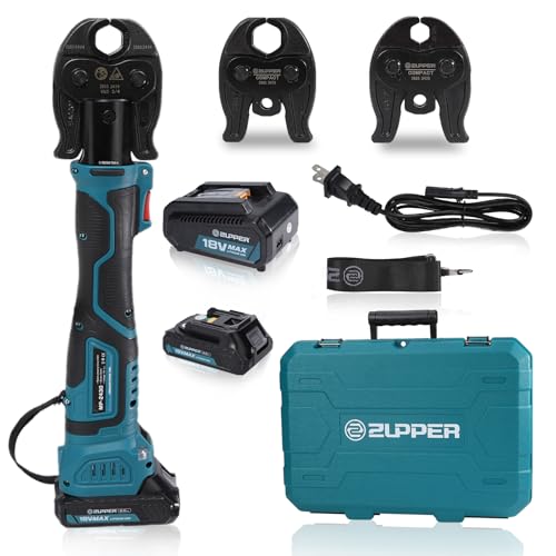 ZUPPER Pro Press Copper Crimper Tool with 3 Pro Press Jaws 1/2” 3/4“ 1” US Standard for Copper,Pro Press Tool for Copper Pipe with Brushless Motor 18V Electric Pipe Crimping Tool with 2pcs 2Ah Battery