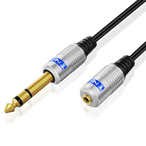 TNP Premium 6.35mm to 3.5mm Headphone Adapter Cable (25FT) - 1/4 Male to 1/8 Female Audio Cable with Gold Plated Connector - TRS Stereo Jack Cord Extension for Guitar, Amplifier, Speaker, Piano