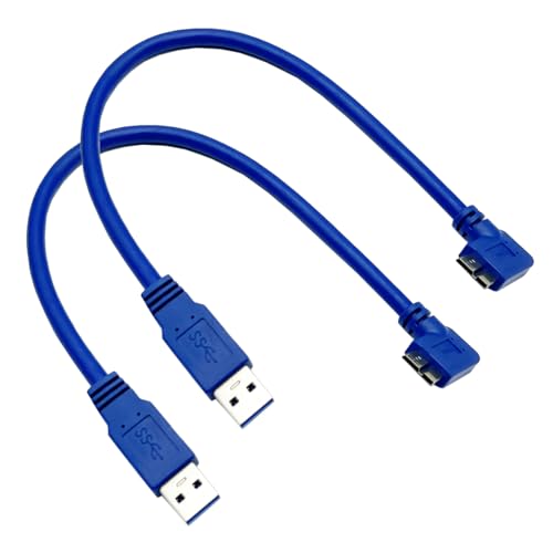 jasavdio Micro USB 3.0 Cable 30cm; 2Pack USB 3.0 A Male to Micro B Right Angle Short Data Sync and Charging Cable for Computer’s Hard Drive/Digital Camera