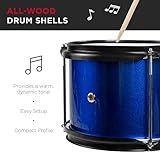 Best Choice Products Kids Drum Set 3-Piece Beginner Drum Set Junior Drum Set, w/ Throne Stool, Cymbal, Drum Sticks, Bass Drum Pedal, 2 Toms - Blue