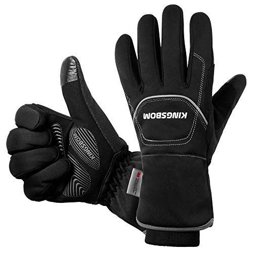 KINGSBOM -40F° Waterproof & Windproof Thermal Gloves - 3M Thinsulate Winter Touch Screen Warm Gloves - for Cycling,Riding,Running,Outdoor Sports - for Women and Men(Black,Large)