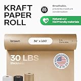 Brown Kraft Paper Roll 36" x 2160", 180 feet - Brown Wrapping Paper 30lb Thickness - Craft Paper for Packing, Moving, Shipping & Crafts/Arts - 100% Recycled Natural Wrapping Paper by IDL Packaging