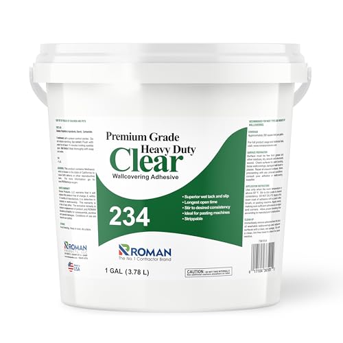 ROMAN Products 234 Heavy Duty Clear Wallpaper Adhesive, Strippable, 1-Gallon (280 Sq. Ft.)