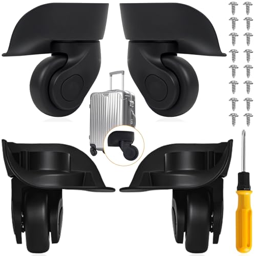 4 Pcs Luggage Wheels Replacement kit Universal Suitcase Wheels with Screw Replacement Left and Right Wheels Mute Bearing Swivel Easy to Install for Travel Customs Trolley Bag