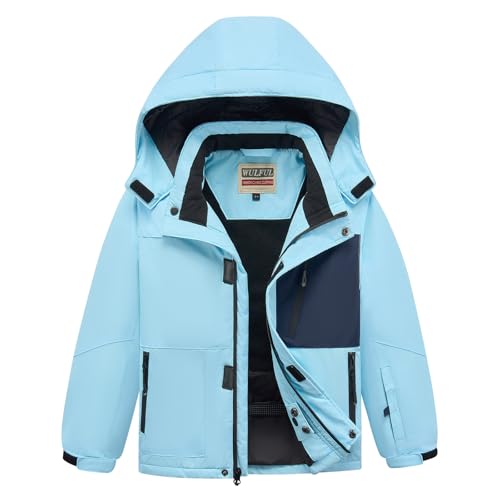 WULFUL Boy's Waterproof Ski Jacket Kids Winter Snow Coat Outdoor