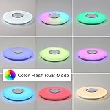 ASALL 48W LED music ceiling Light, with remote control Bluetooth speaker,RGB rainbow color,19.68 inch,Dimmable,application controlled ceiling lamp,Suitable for bedroom, living room and children's room