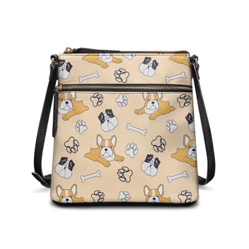 AZULCUSTO Womens Wallt, Travel Purses Sling Wllet for Women with Triple Pockets Meidum Crossbody Bags Women'S Lightweight Crossbody Bags Cartoon Dog