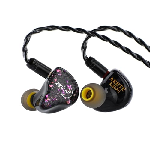 Linsoul ZiiGaat x Fresh Reviews Arete in Ear Monitor, 1DD+4BA Hybrid Earphone IEM, Wired Gaming Earbuds, Studio Monitor Tunning, with Detachable IEM Cable for Musician Audiophile(Black)