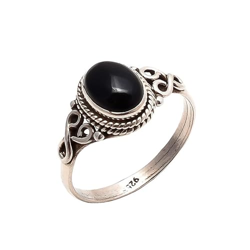 Black Onyx Stone Ring 925 Sterling Silver Statement Ring For Women Handmade Rings Gemstone Christmas Promise Ring Size US 7 Gift For Her