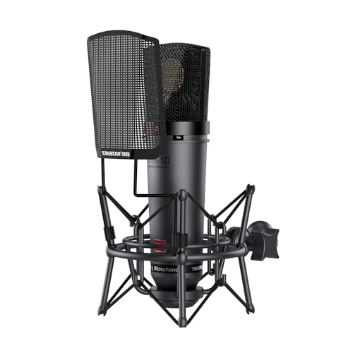 TAKSTAR XLR Cardioid Condenser Microphone, SM-10 34mm Large Diaphragm Recording Studio Microphone with Shock Mount, Perfect for Podcasting, Live-Streaming, Interview, Broadcasting, Vocal, Instrument
