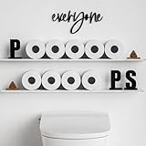 Zononoca Funny Bathroom Signs Decor - Everyone Poooops Bathroom Sign for Shelves, Wooden Letter Decoration Combined with Your Toilet Paper, Funny Bathroom Shelf Decor, Bathroom Decor for Shelves