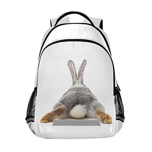 Dallonan Backpack Gray Rabbit Buttom Lovely Bunny School College Backpack Laptop Casual Daypack