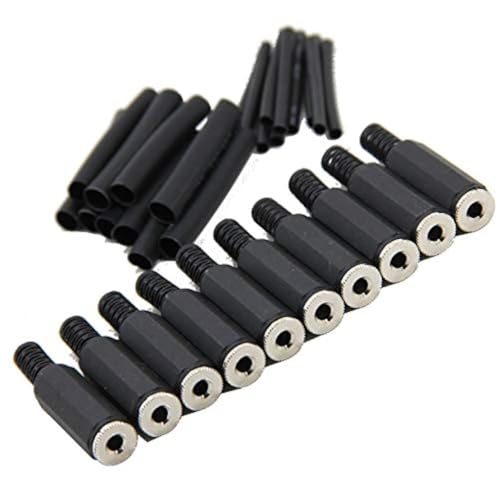 Ancable Replacement 10-Pack Stereo Female Jack 3 Pole TRS 1/8" 3.5mm Solder Type DIY Audio Cable Connector with Shrinkle Tube for Repair Headphone Earphone Headset