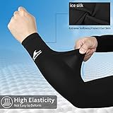 Achiou Cooling Ice Silk Arm Sleeves, Summer UV Sun Protection Compression Sleeves UPF 50+ for Women Volleyball Youth Sports