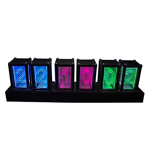 Desktop Creative Ornaments RGB Pseudo Glow Tube Clock LED Vibrato DIY Acrylic Digital Clock - (Color: Finished Product)