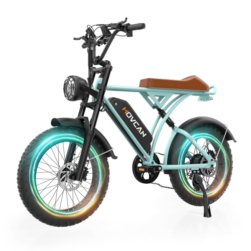 Movcan V60 Pro Electric Bike, 48V 18.2Ah Removable Battery 20” Fat Tire Electric Bike, 1500W Motor 33MPH Top Speed Electric Motorcycle, 7 Speed Dual Hydraulic Brake E Bikes for Adults Electric, Blue