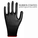 KZU 72 Pairs Gardening Work Gloves Bulk, Multipack Rubber Coated Glove, Nylon Gloves for Garden Safety Construction, Black Breathable Gloves for Men Women, 9.25 in