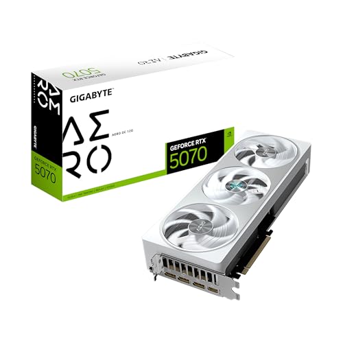 GIGABYTE GeForce RTX 5070 AERO OC 12G Graphics Card, 12GB 192-bit GDDR7, PCIe 5.0, WINDFORCE Cooling System, GV-N5070AERO OC-12GD Video Card