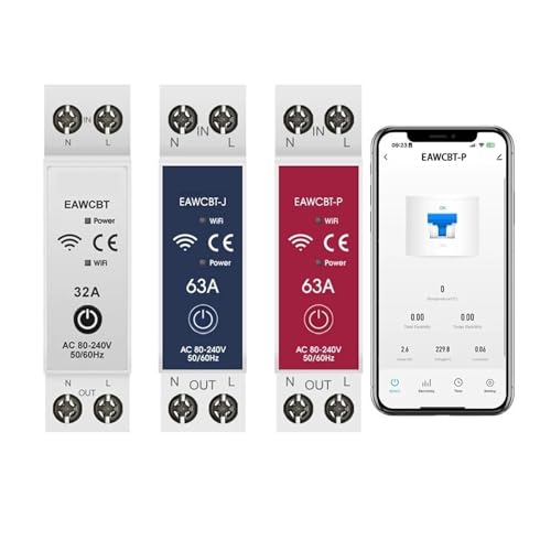 1P+N WiFi Tuya/EweLink Intelligent Circuit Breaker Time Relay Switch Voltage Energy Power(EAWCBT-1P-16A)