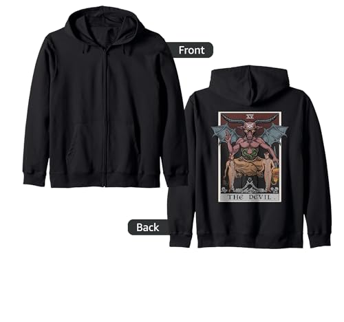 The Devil Tarot Card Halloween Baphomet Satanic Goth Occult Zip Hoodie