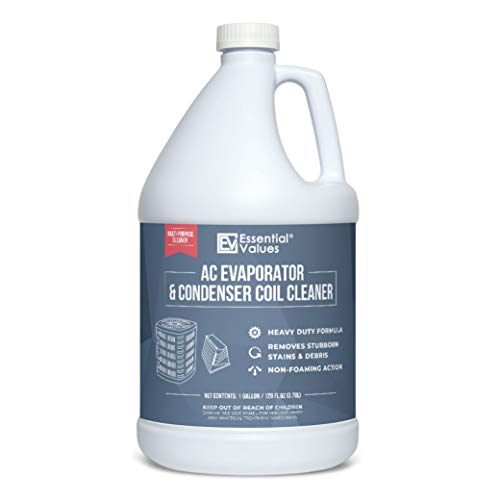 Essential Values Coil Cleaner for AC Unit (Gallon) | AC Coil Cleaner That is Non Foam Formula for Condenser Coils - Heavy Duty Professional Grade & For Commercial & Residential Air Conditioner