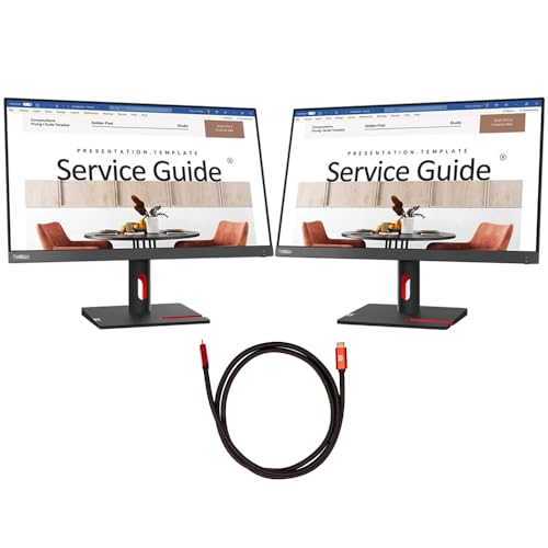 Lenovo 63DEKAT3US 23.8 inch ThinkVision S24i-30 FHD 16:9 100Hz IPS WLED Monitor 2 Pack Bundle with Deco Gear 6FT Universal 4K HDMI 2.0 Cable with 28AWG Pure Copper Conductors