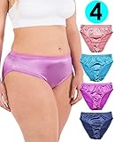 Barbra Lingerie Barbra Womens Silky Sexy Satin Bikini Panties S - Plus Size Women Underwear Multi-Pack (5XL), 4 Pack- Grape, 5X-Large Plus