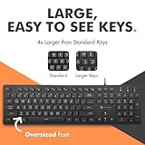 Large Print Backlit Keyboard Wired - Easy to See and Type - Light Up Keyboard for Seniors, Elderly, Kids - USB Lighted Keyboard, 7 Backlight Colors, Oversize Letters - Easy View PC, Computer Keyboards