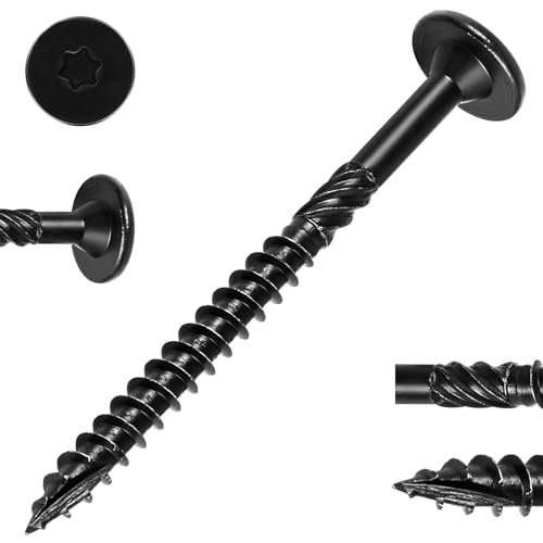 FMhotu 4-1/2 Inch Heavy-Duty Outdoor Deck Screws, 100Pcs Star Drive Decking Wood Screws, Rust Resistant Timber Screws for Timber/Log/Landscaping Wood (#14 x 4-1/2" Black)